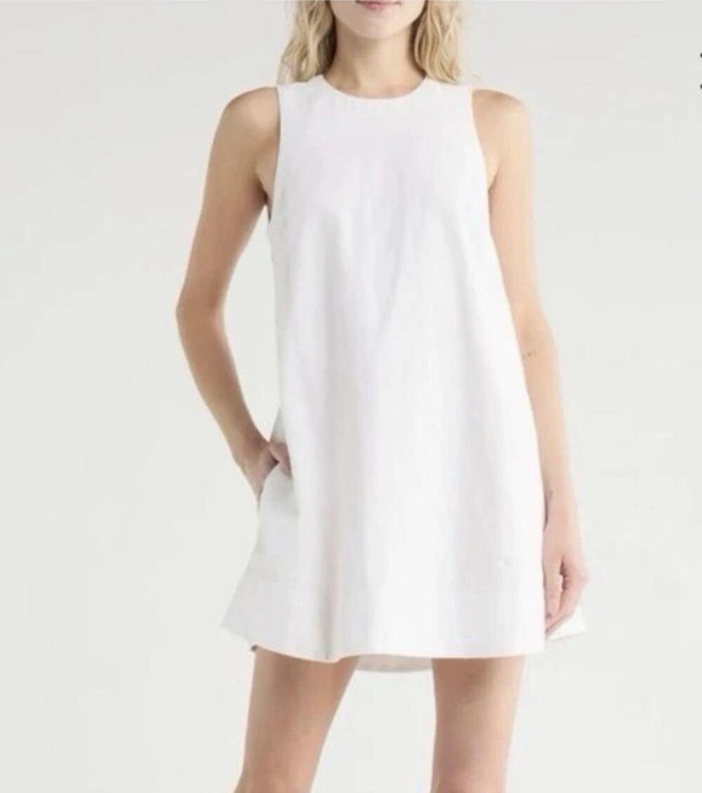 Rag & Bone Rosalind A-line Cotton Linen Mini Dress Women XS White FLAWS READ